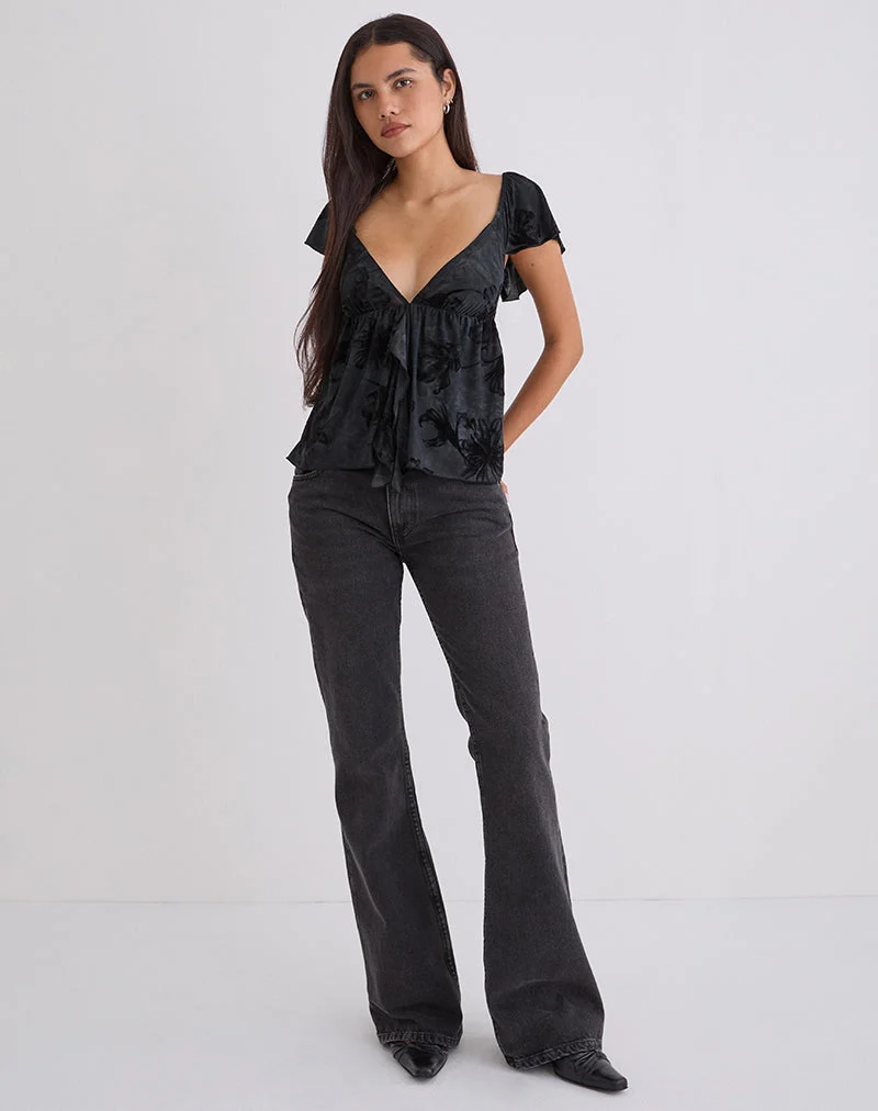 Top camisole Fonzie en velours dévoré gris