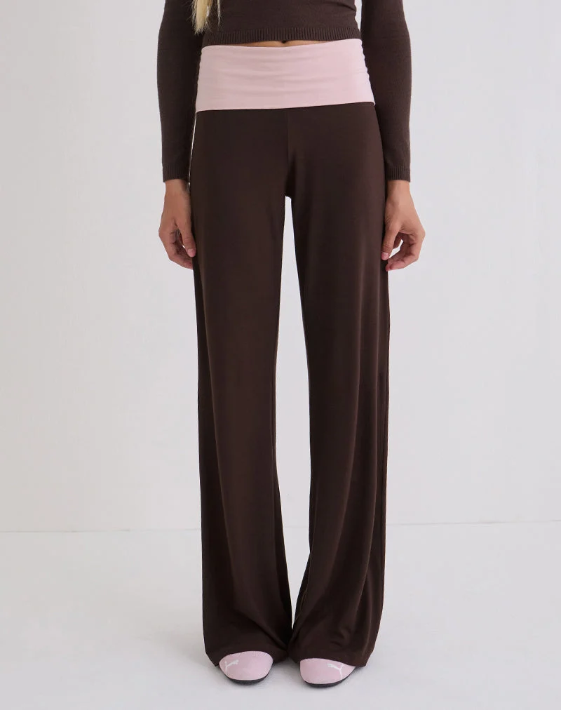Pantalon à revers Coreta en chocolat amer et lilas clair