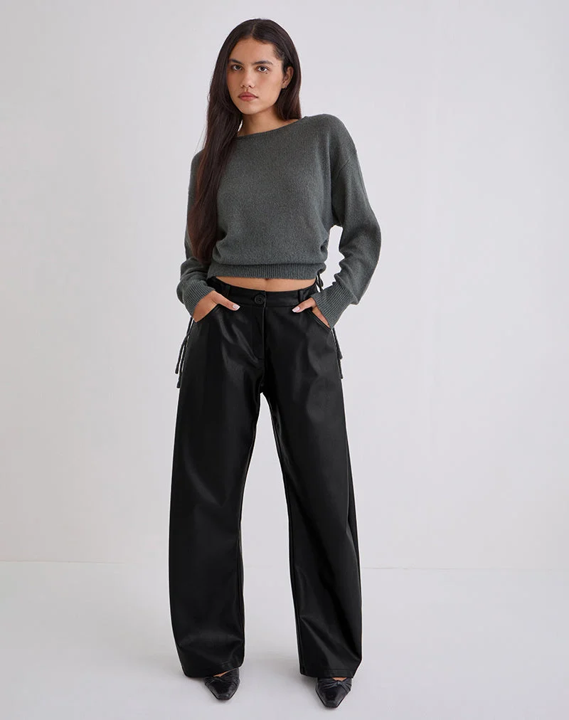 Pantalon Barvyn Barrel Leg en PU noir