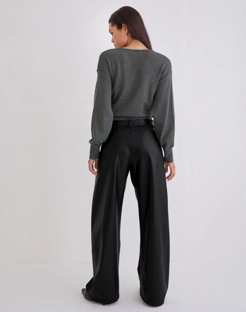 Pantalon Barvyn Barrel Leg en PU noir