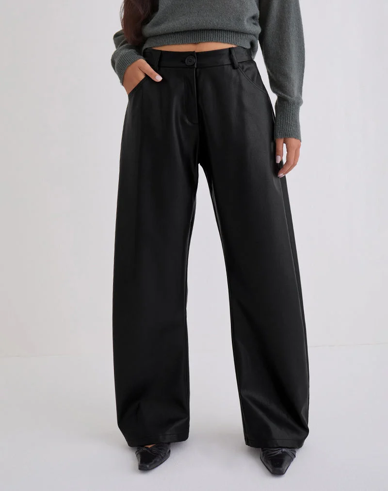 Pantalon Barvyn Barrel Leg en PU noir