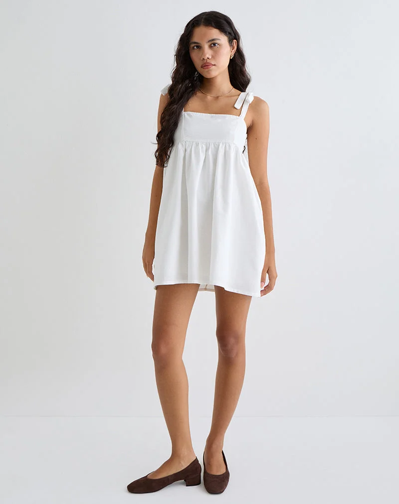 Kayla - Mini robe à encolure carrée, lin ivoire