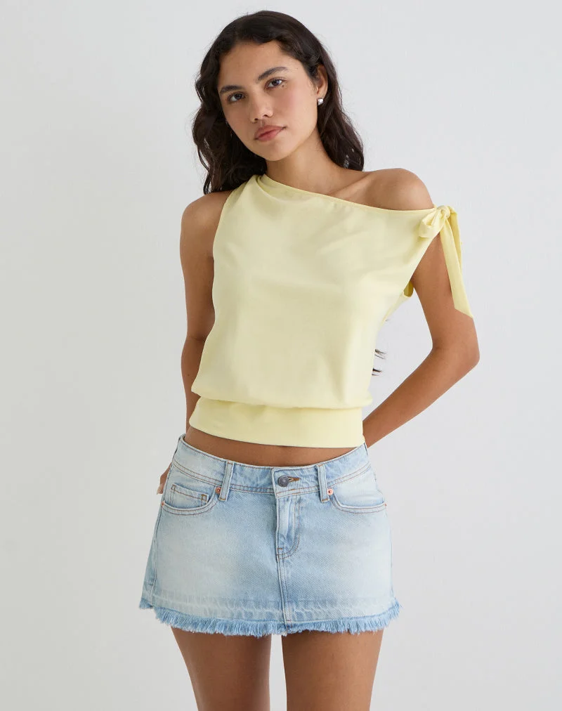 Aleyah Tie Shoulder Tee in Lemon