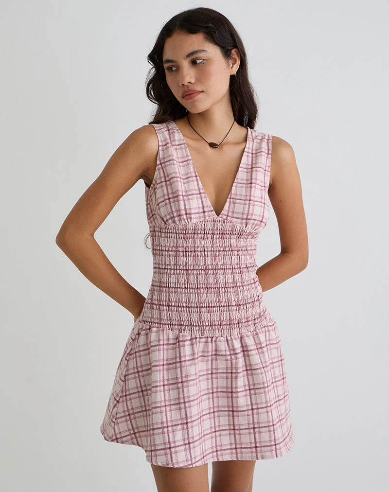 Mini robe Hevoria, Basic Tartan Pink
