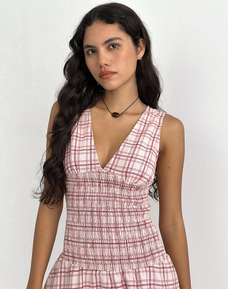 Mini robe Hevoria, Basic Tartan Pink