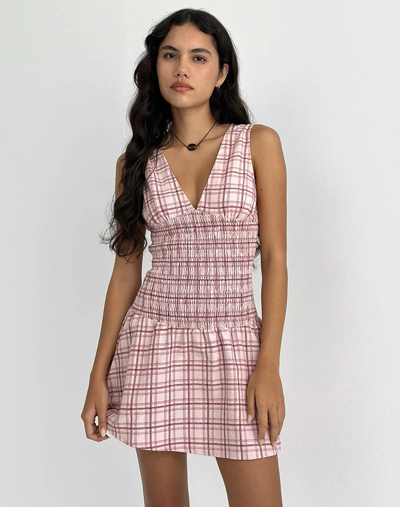 Mini robe Hevoria, Basic Tartan Pink