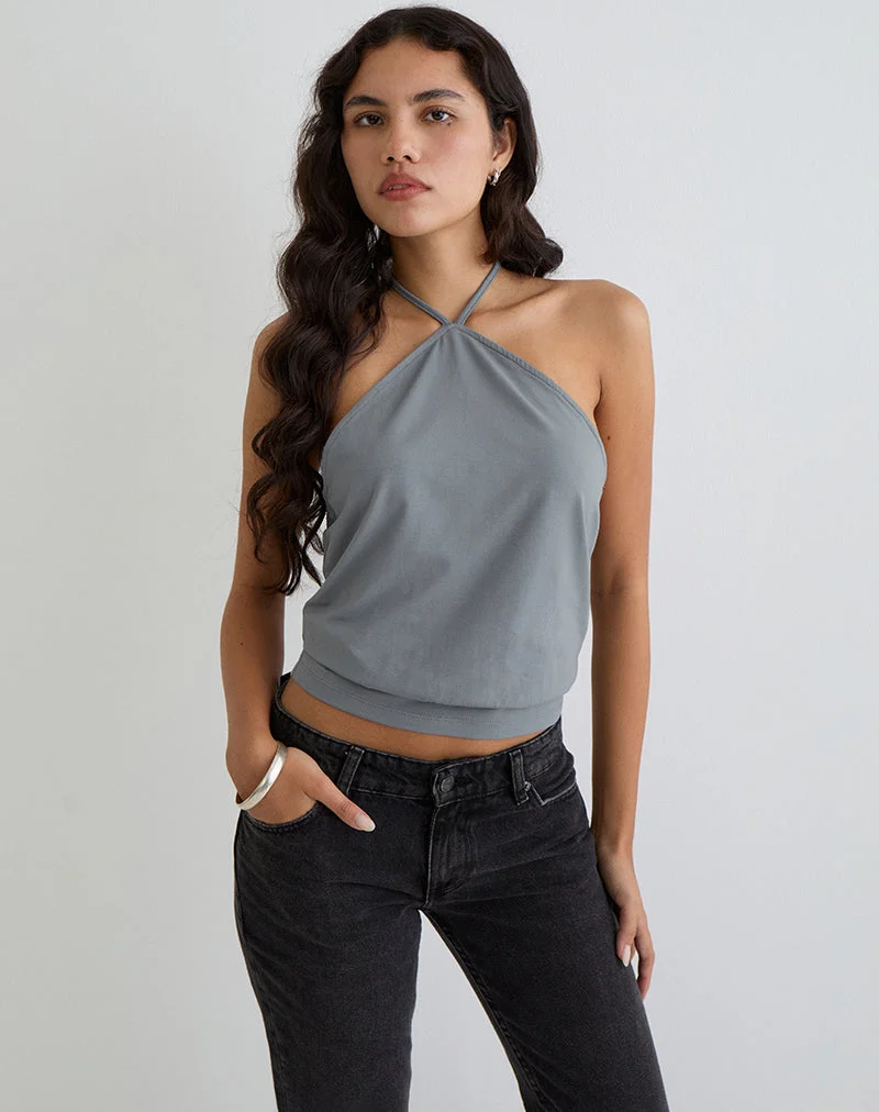 Dyilla Arrow Neck Top in Grey