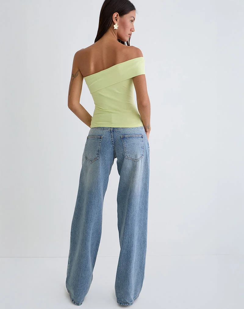Top asymétrique Marga en pistache