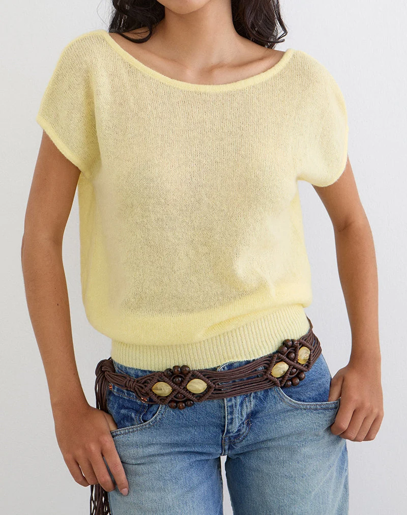 Haut Sinda à dos échancré, en maille couleur citron