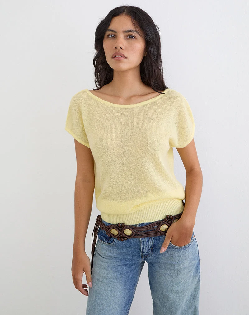 Haut Sinda à dos échancré, en maille couleur citron