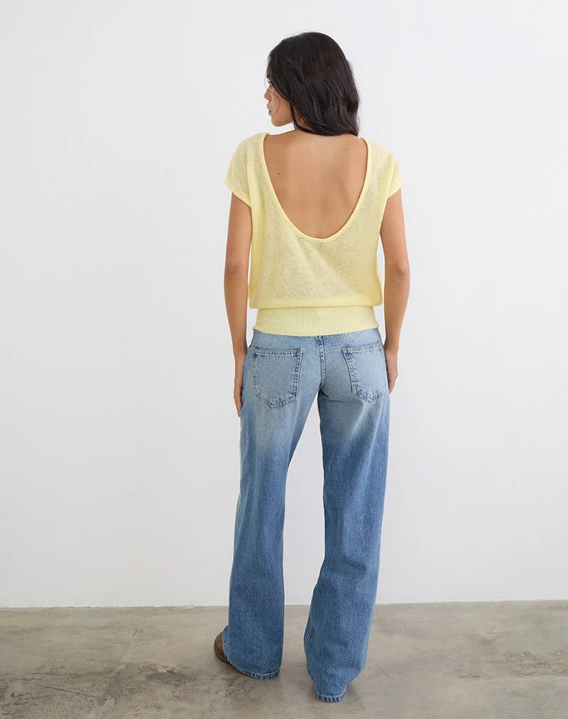 Haut Sinda à dos échancré, en maille couleur citron
