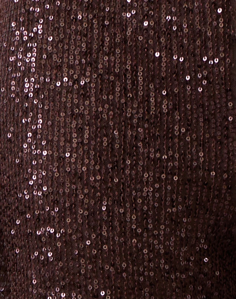 Wilaga Wide Leg Trouser in Sequin Brown