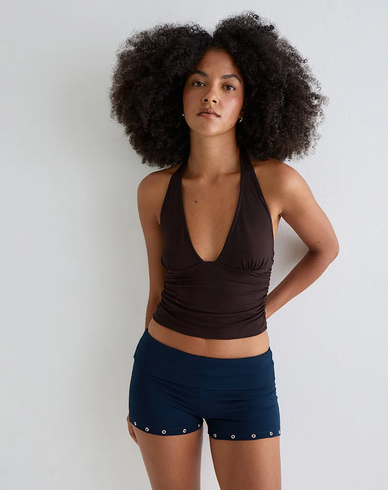 Short Amane Foldover en jersey de rayonne Navy