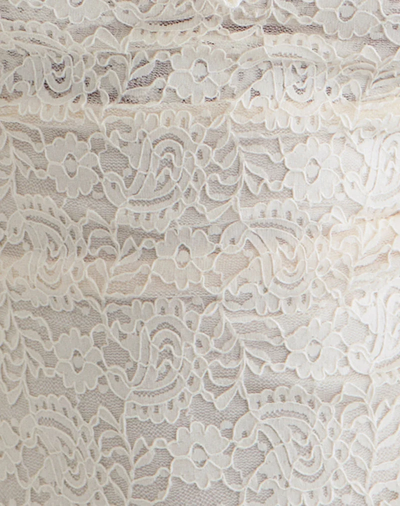 Samwell Halterneck Top in Paisley Lace Ivory (Top dos nu en dentelle pâtissière)