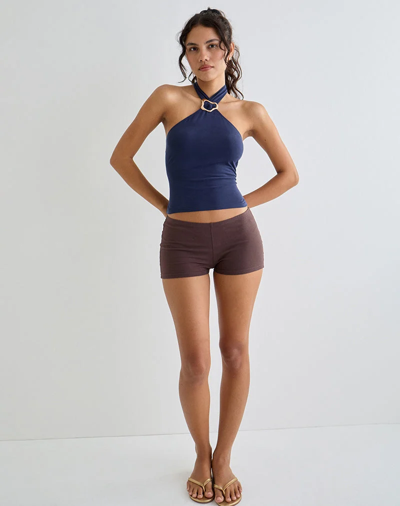 Lorie Halter Top in Cupro Navy