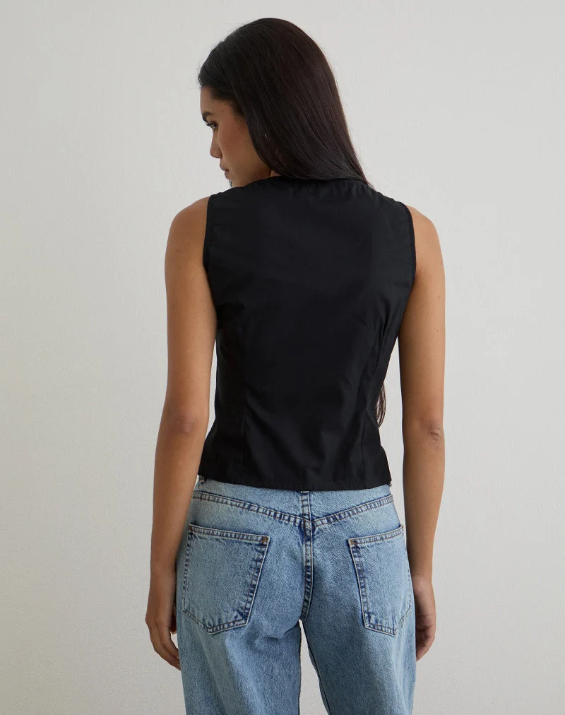 Lasily - Top corseté à col en V - Noir