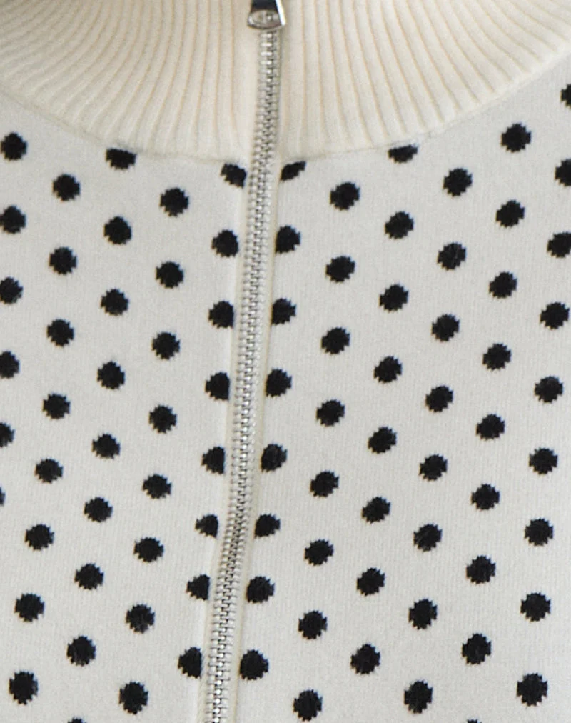 Veste en maille zippée Talisa Tiny Polka Ivory