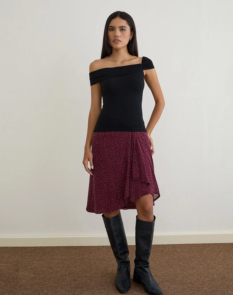 Cuthbe Off The Shoulder Twist Top in Black (Top torsadé à épaules dénudées)