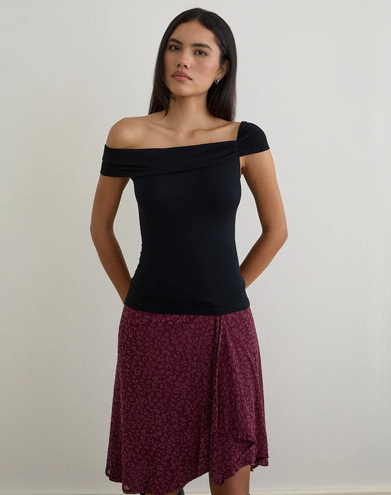 Cuthbe Off The Shoulder Twist Top in Black (Top torsadé à épaules dénudées)
