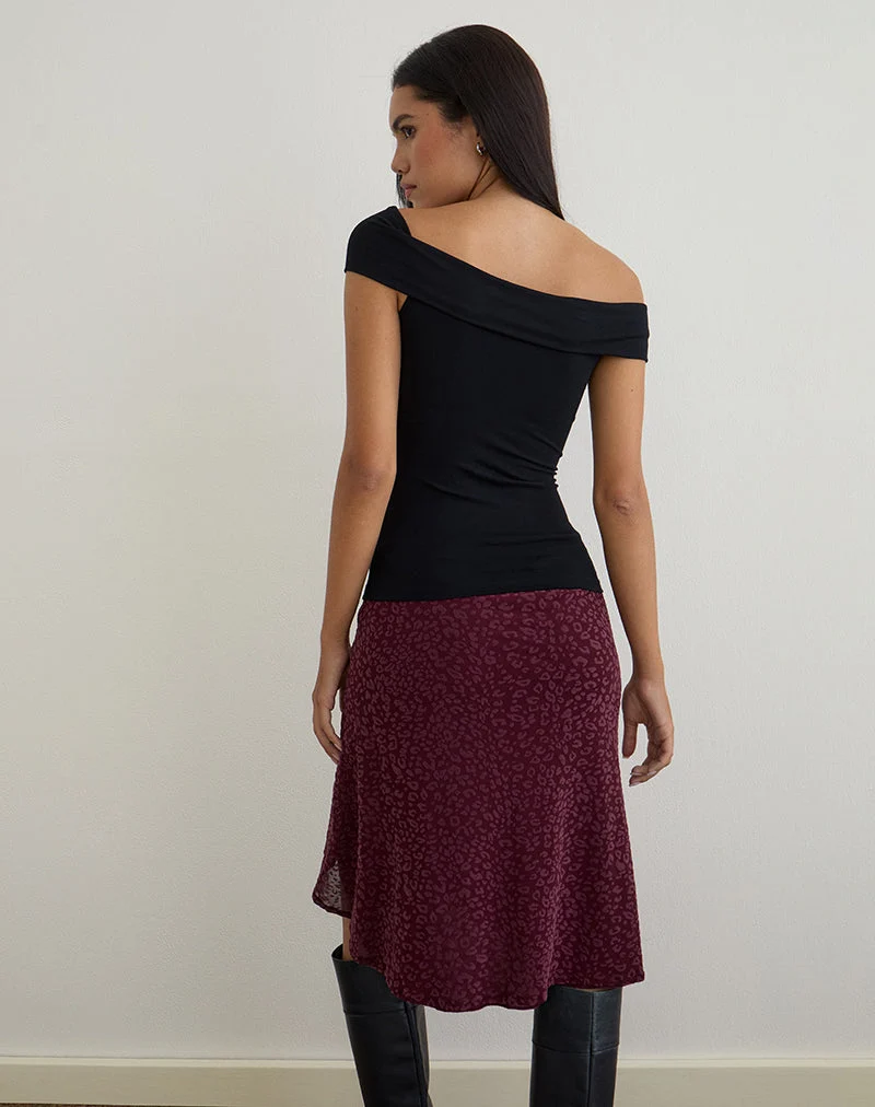 Cuthbe Off The Shoulder Twist Top in Black (Top torsadé à épaules dénudées)