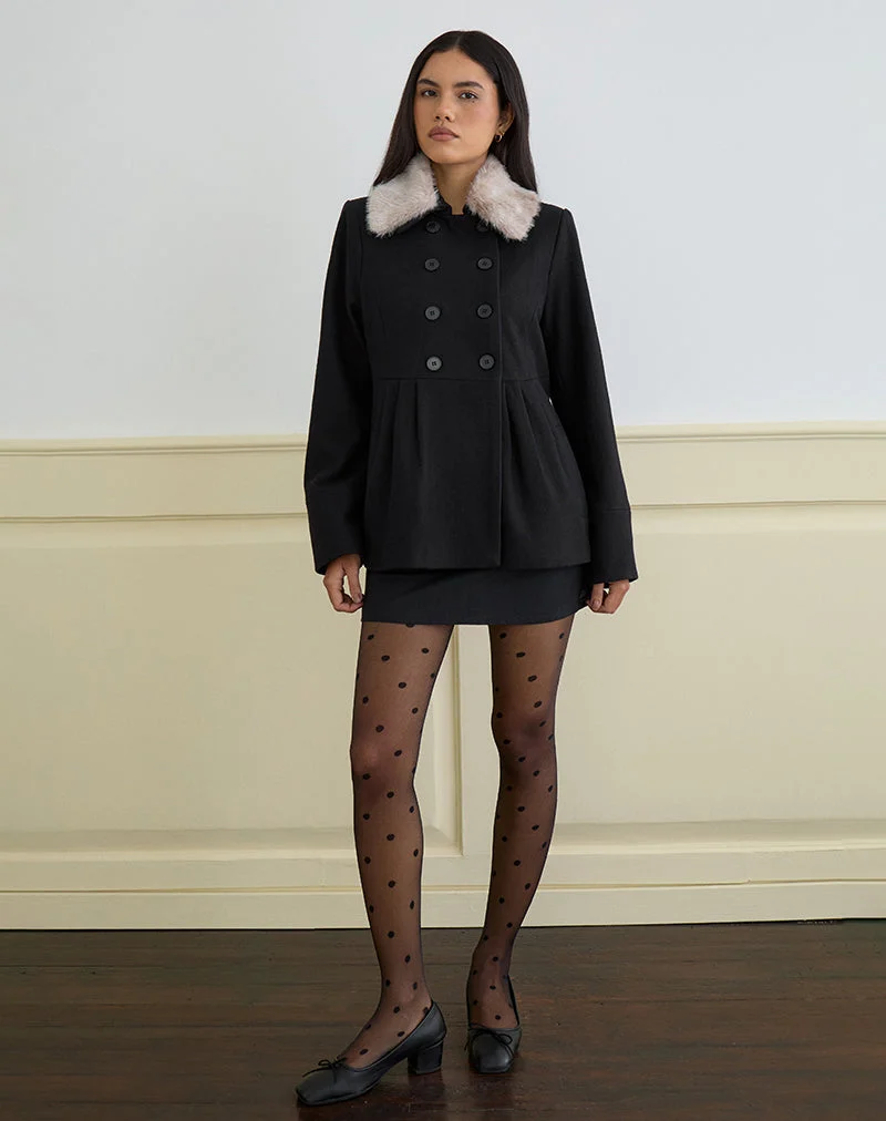 Manteau double boutonnage Arsil en laine noire