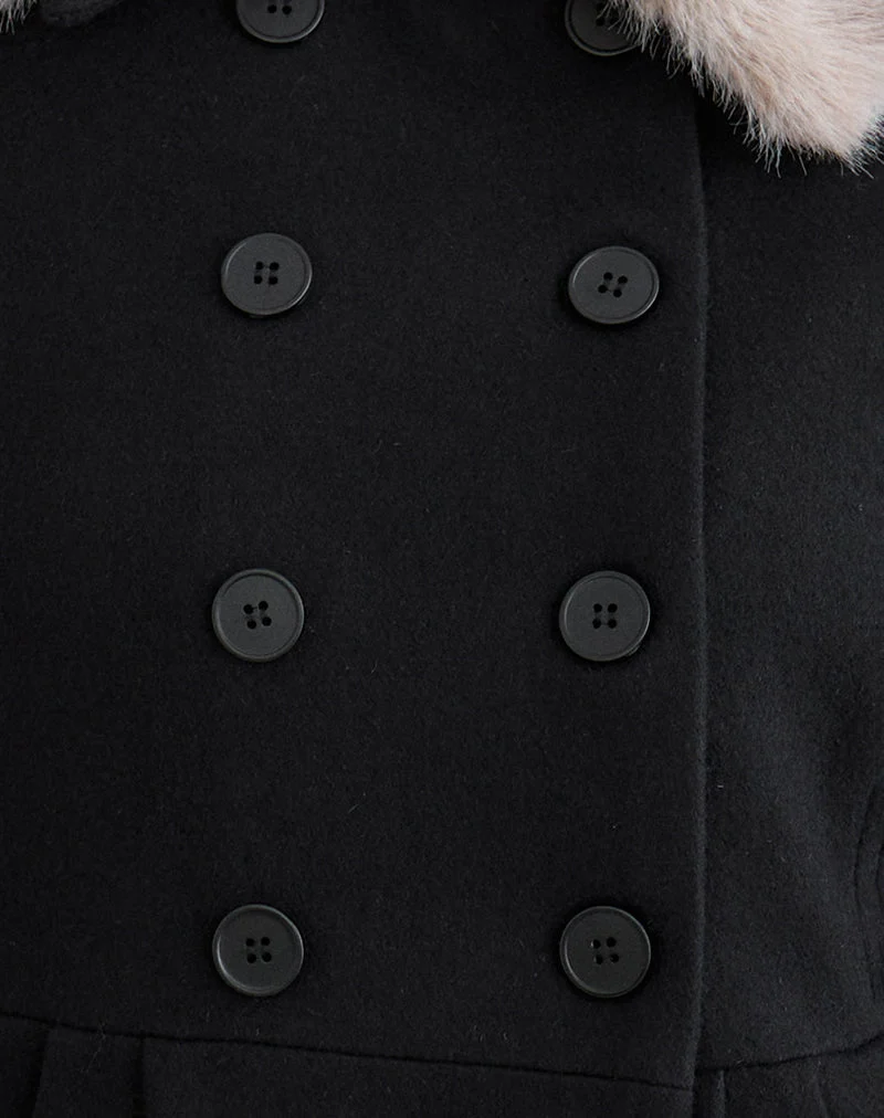 Manteau double boutonnage Arsil en laine noire