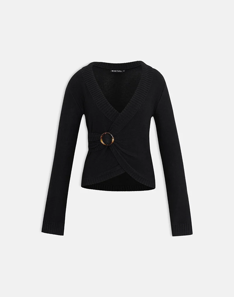 Haut Minara avec boucle en résine, tricot noir