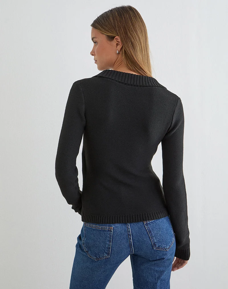 Haut Minara avec boucle en résine, tricot noir