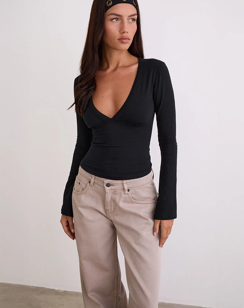 Emesy Long Sleeve Top in Black