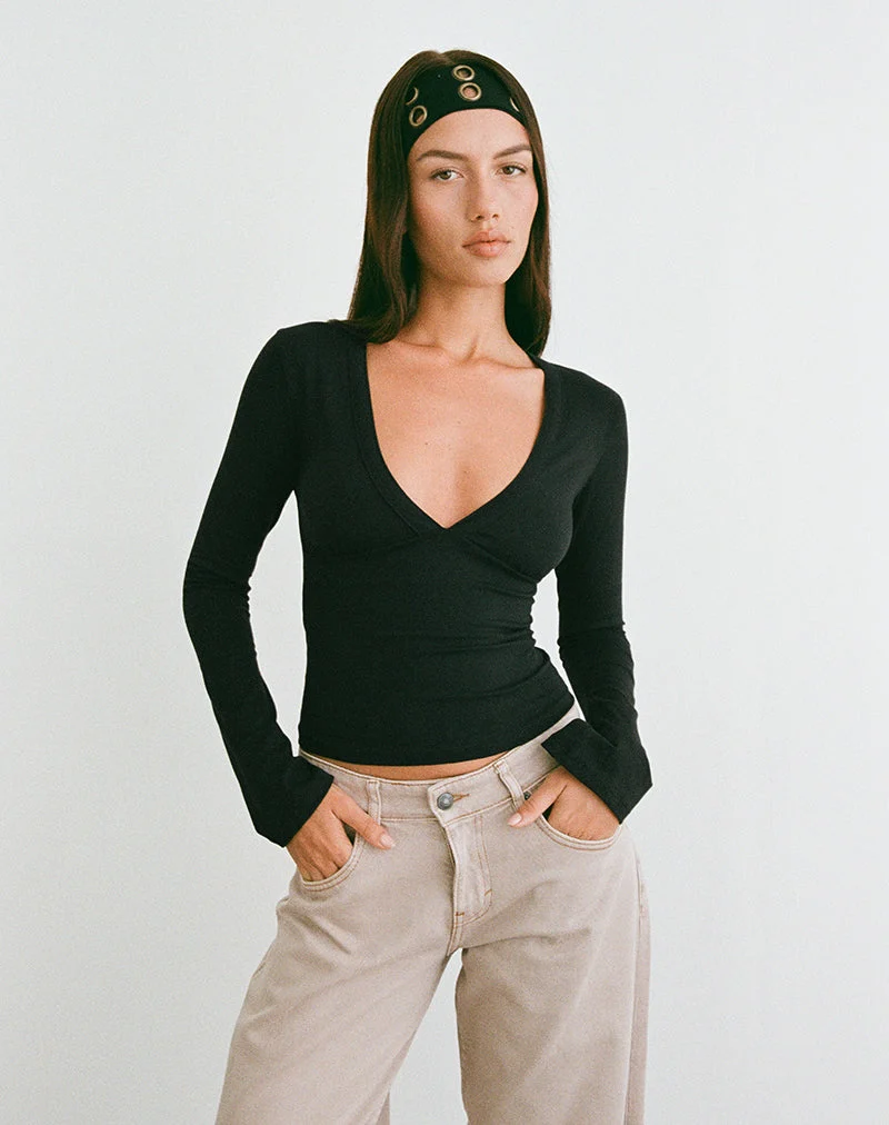 Emesy Long Sleeve Top in Black