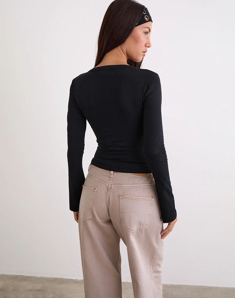 Emesy Long Sleeve Top in Black