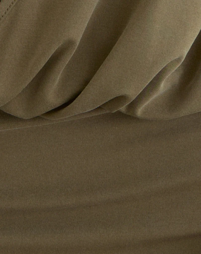 Mini-robe Narina en cupro olive stone