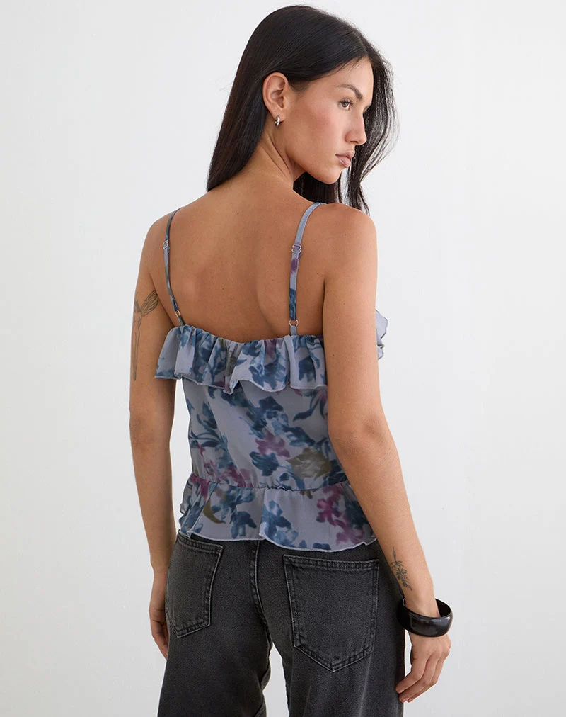 Haut Maitra Cami en mousseline bleu lily ombré