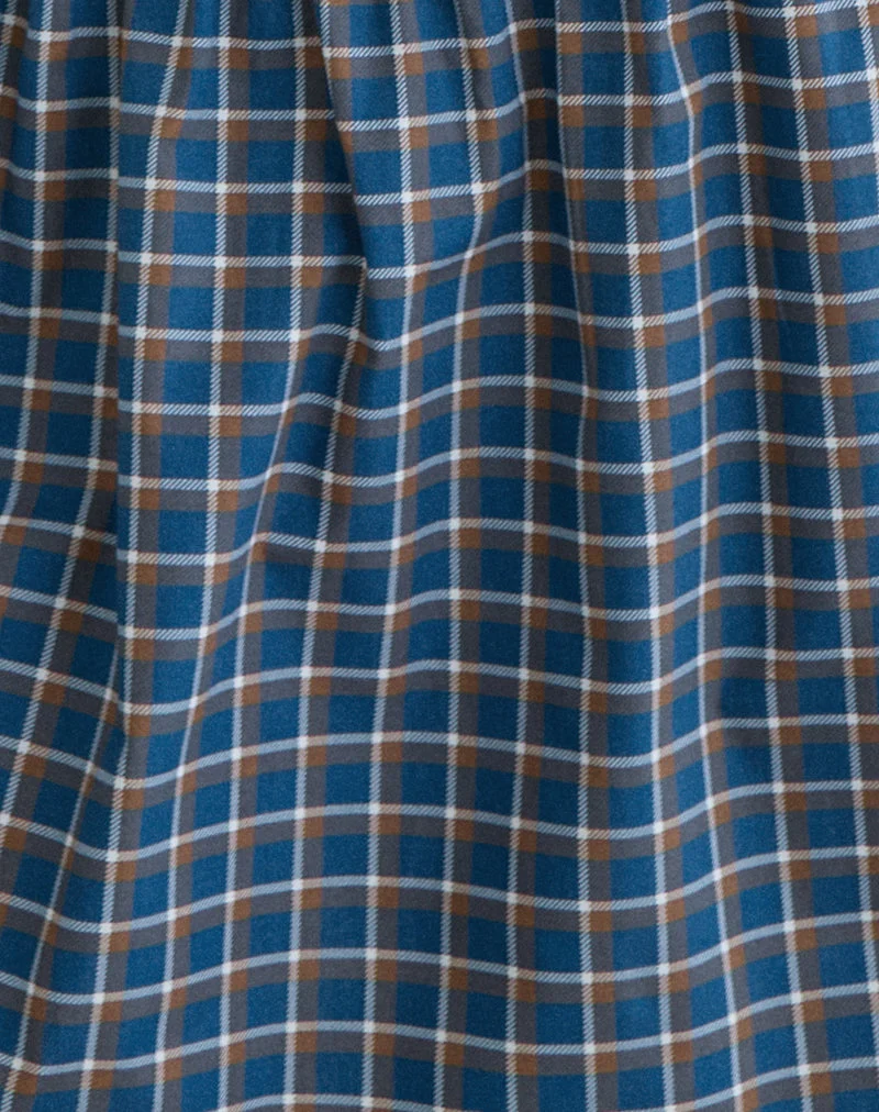 Jupe midi froncée Khimar en tartan bleu moyen