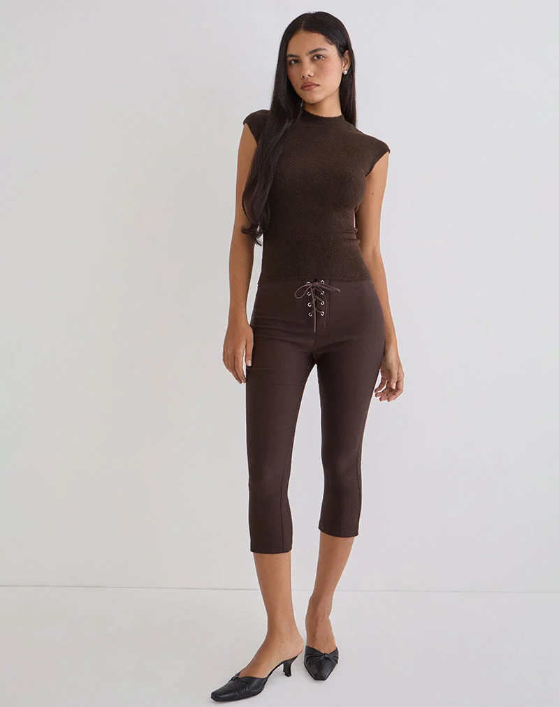 Capri à lacets Aelva en tailleur marron foncé