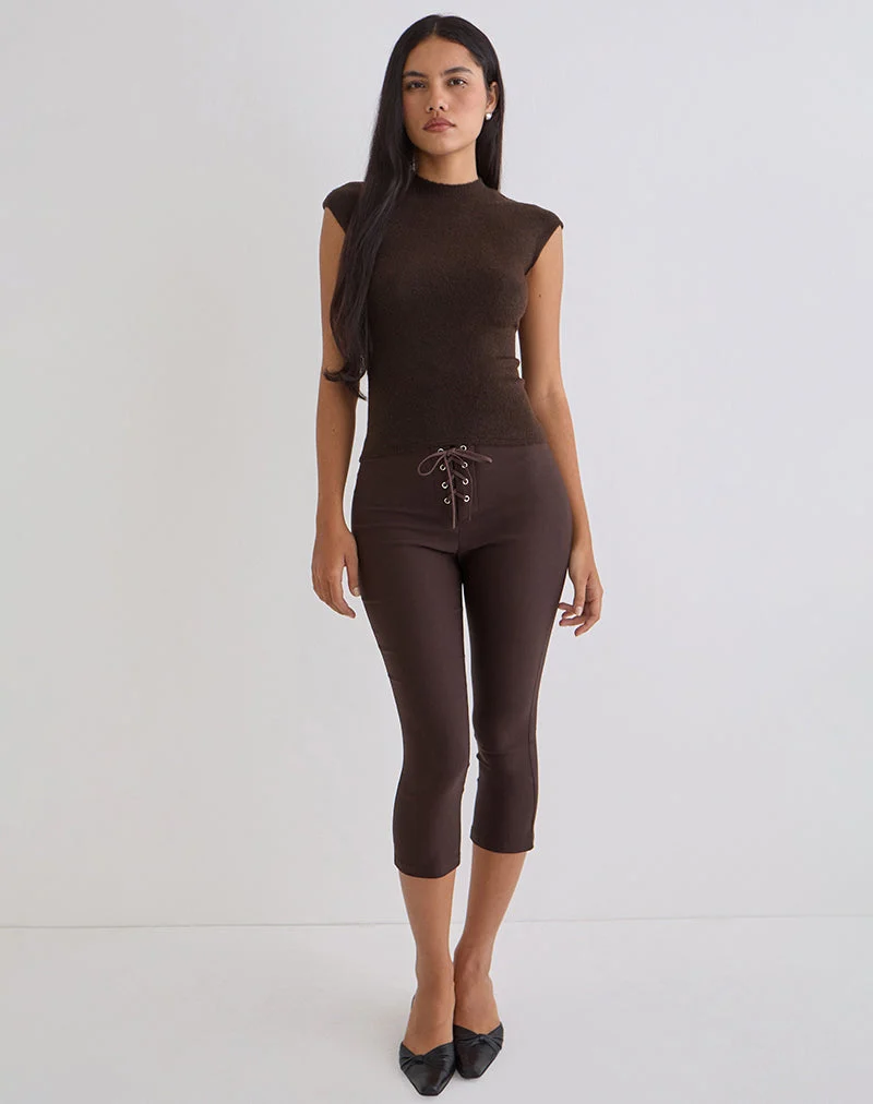 Capri à lacets Aelva en tailleur marron foncé