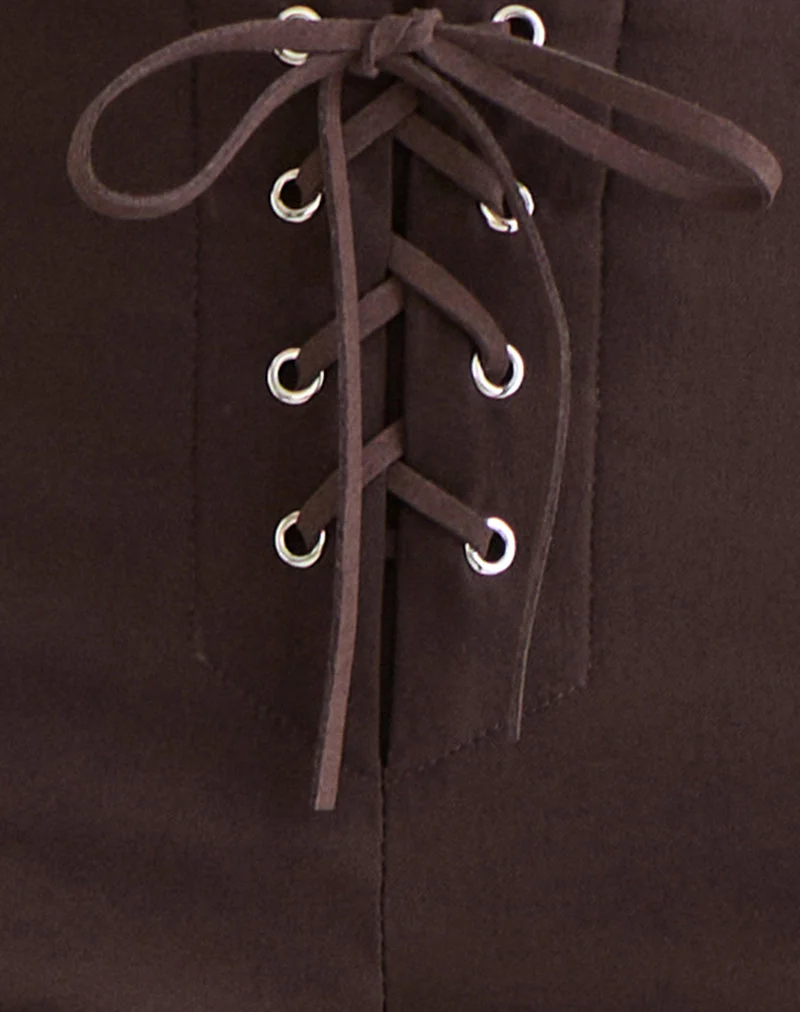 Capri à lacets Aelva en tailleur marron foncé