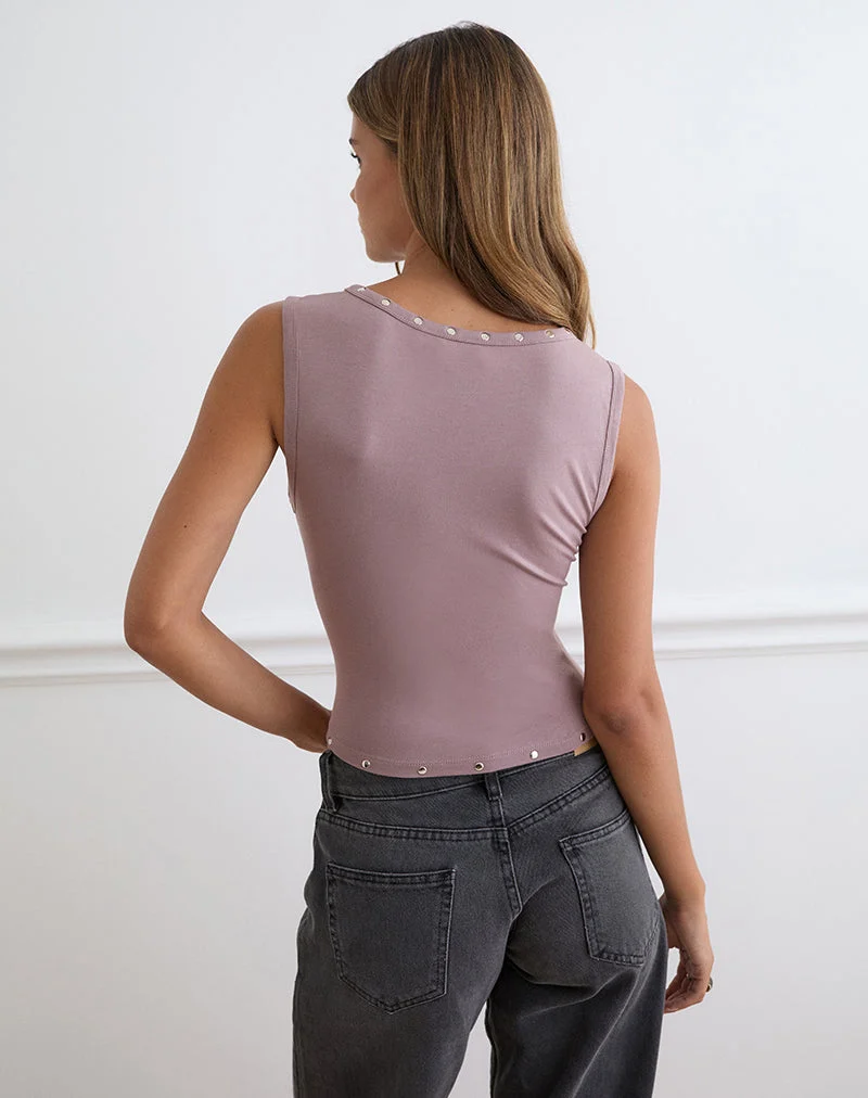 Débardeur à double rangée de clous Yetta, couleur mauve poudré
