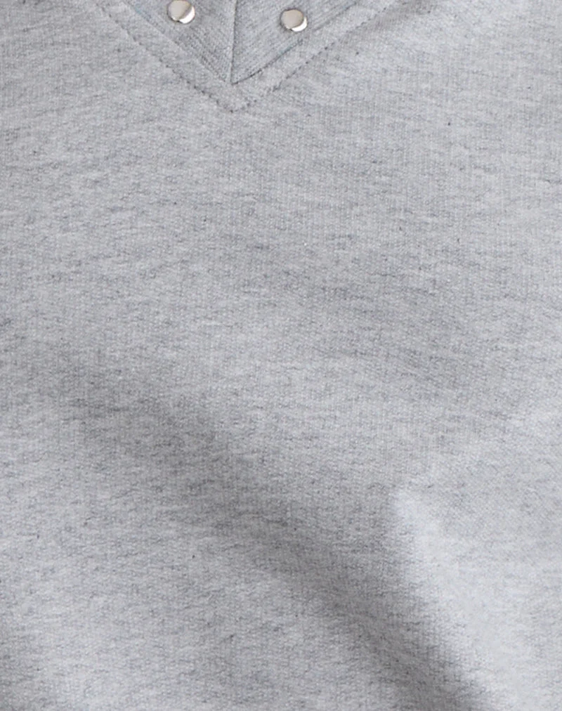 Sweat-shirt slim Lazuly gris chiné avec clous