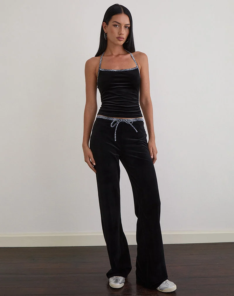 Pantalon Jalani noir avec bordure léopard