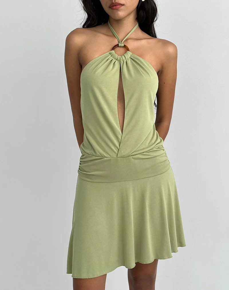 Saira - Mini robe dos nu en sauge