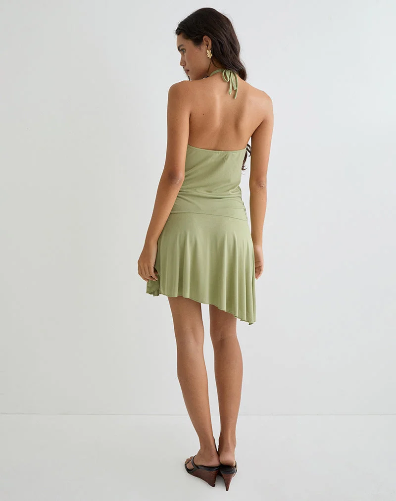 Saira - Mini robe dos nu en sauge