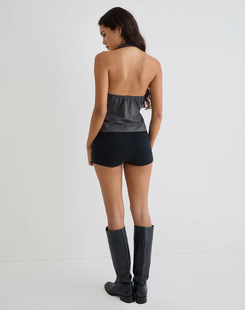 Chemisier dos nu boutonné Mikanu, gris anthracite