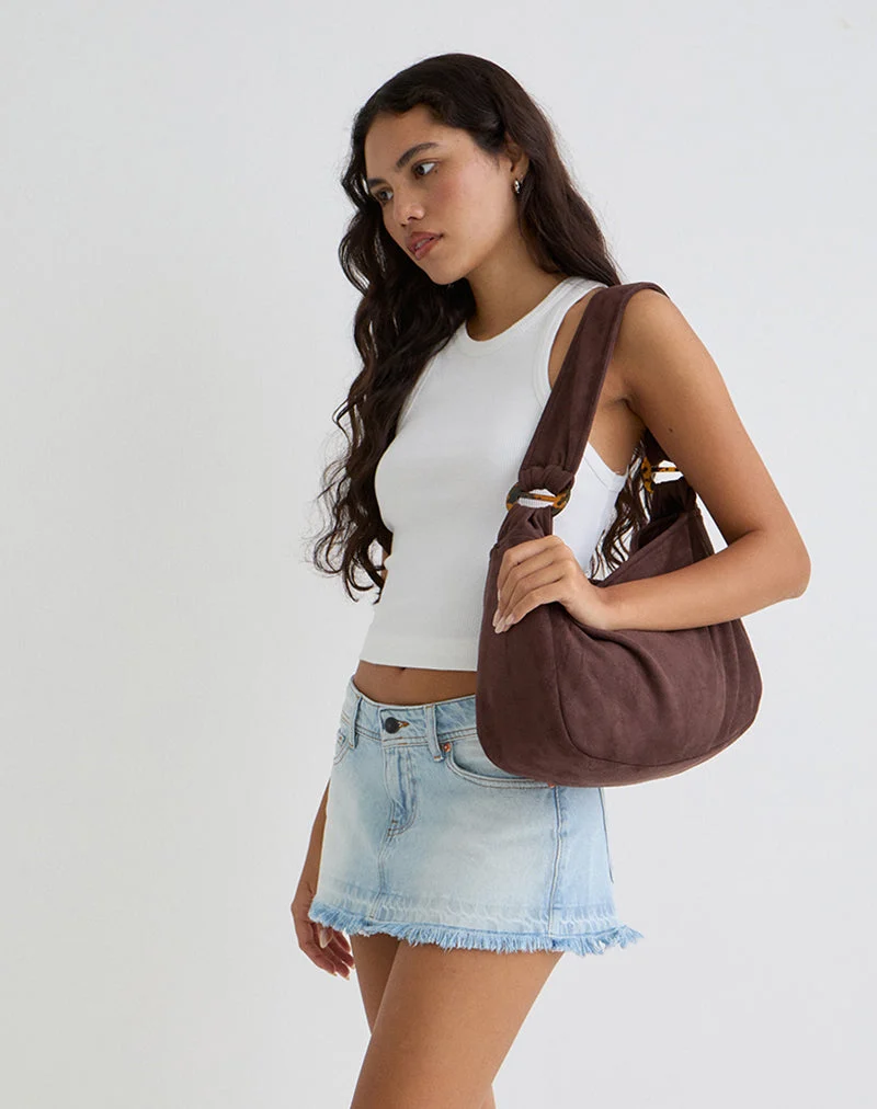 Sac Tetira avec double boucle en écaille de tortue en marron
