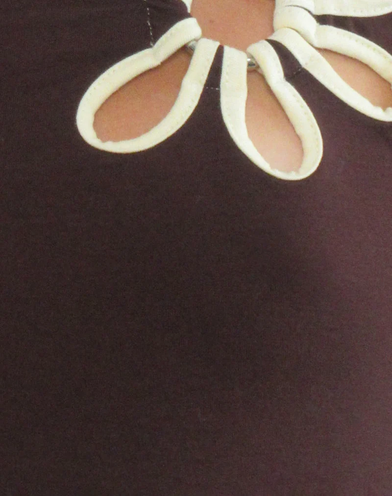 Bunga Flower Cut Out Top en chocolat amer avec reliure au citron