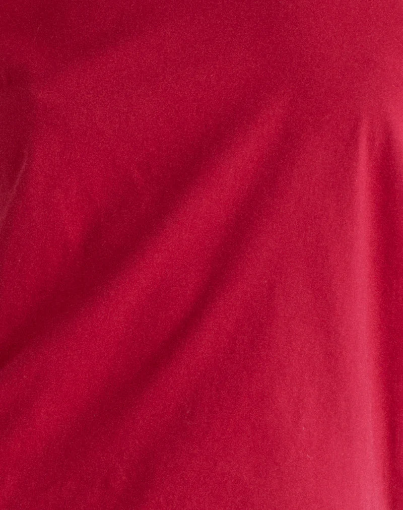 Balia - Top basique à manches courtes asymétriques, rouge adrénaline