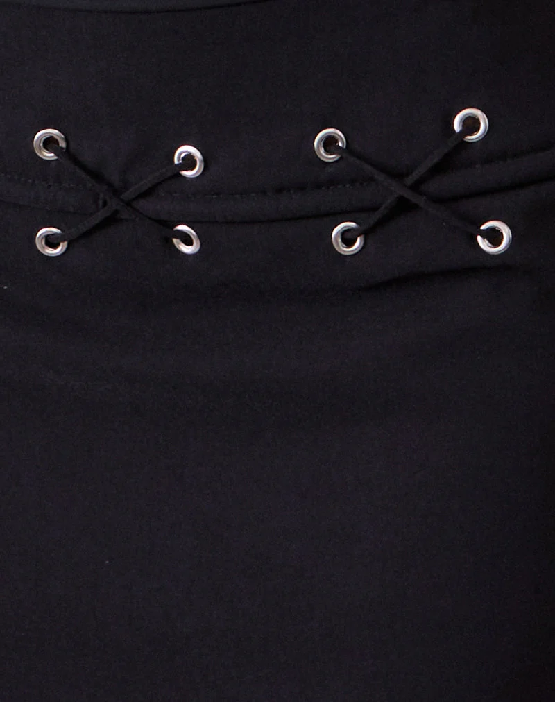 Olma - Minijupe à lacets, tailleur, noir