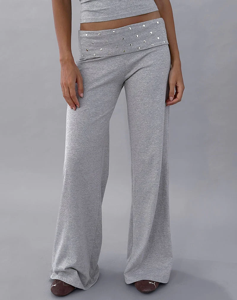 Pantalon à pinces Nevivi, gris marron clouté