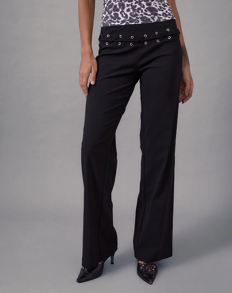 Pantalon à lacets Lirina en tailleur noir