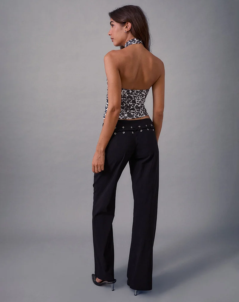 Pantalon à lacets Lirina en tailleur noir